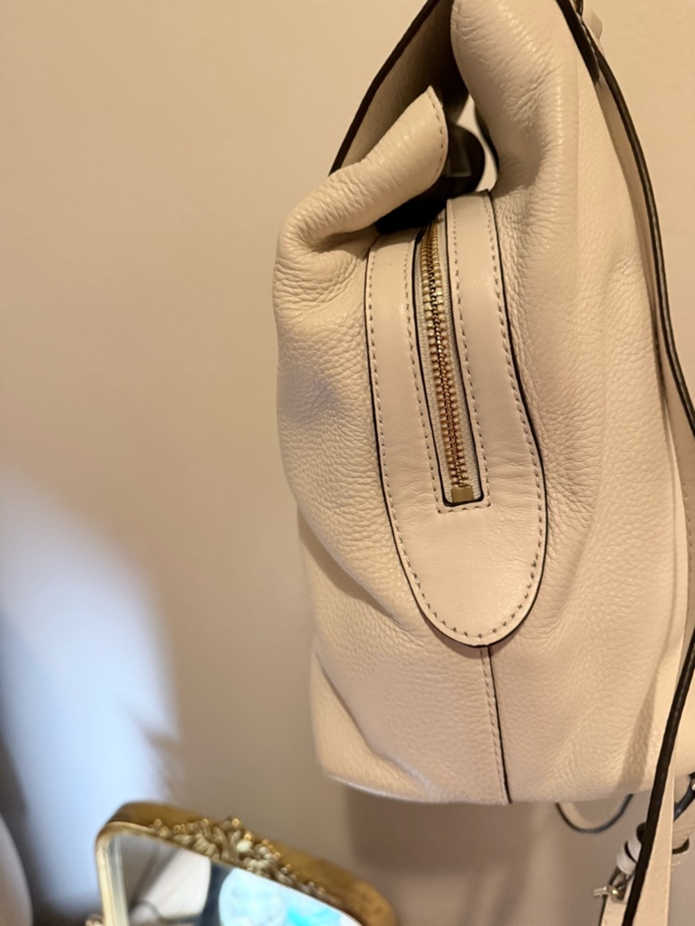 Michael Kors Ivory Pebbled Leather Backpack with Gold Hardware - Picture 3 of 9